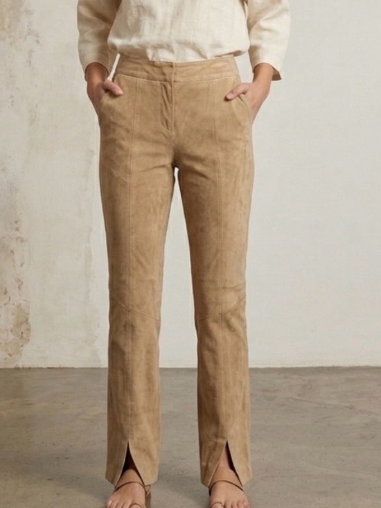 Wilson’s Leather Maxima Vintage Suede Leather Pants Tan Sz 10 - Picture 2 of 12